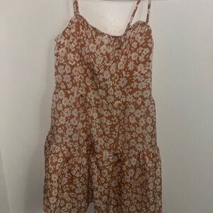 SHEIN Floral Spaghetti Strap Dress - Brown and White